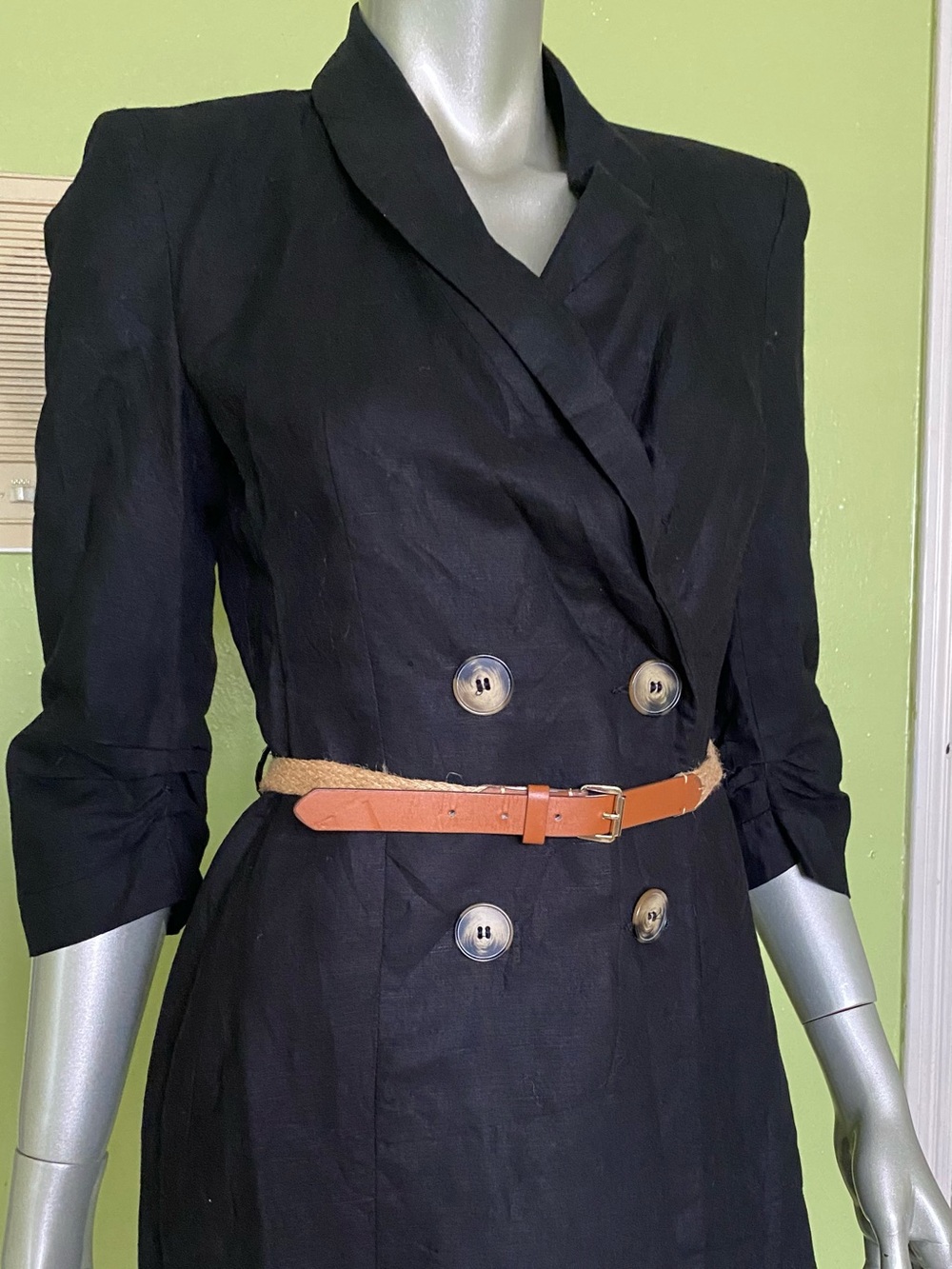 Pre-owned Zara Basic Slim Tan Belt with Woven Detail Sìze Small Women’s